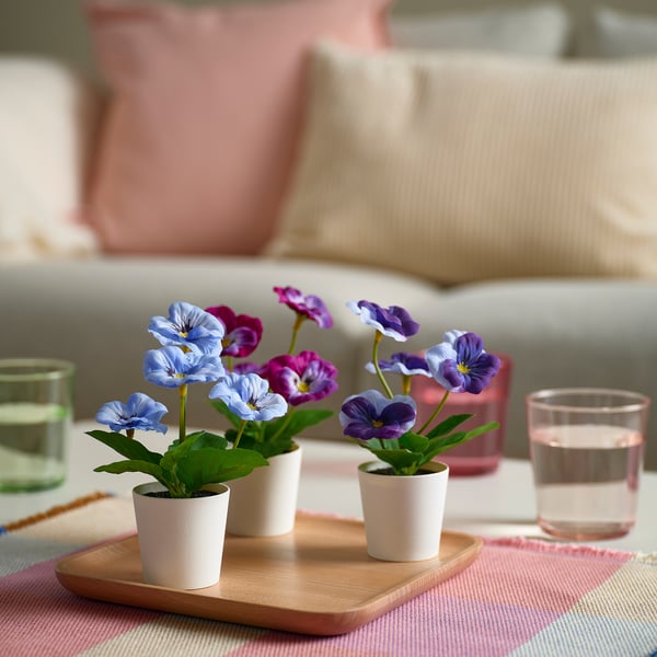 FEJKA Plante artificielle, intérieur/extérieur/Pensée, 6 cm