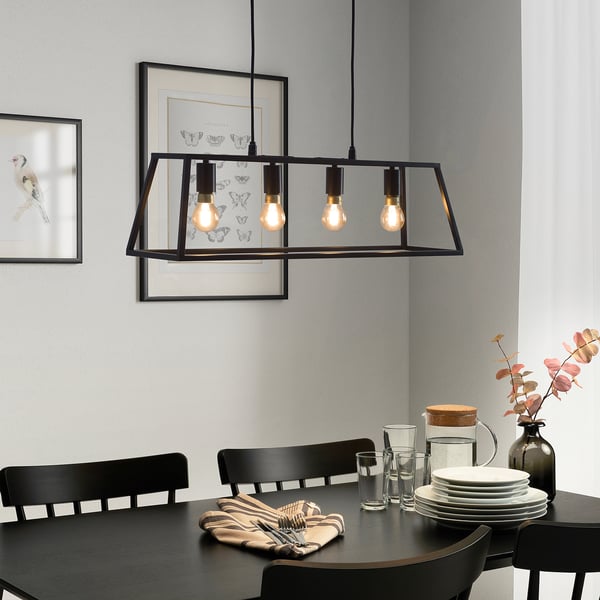 FELSISK Suspension avec 4 lampes, noir, 81 cm