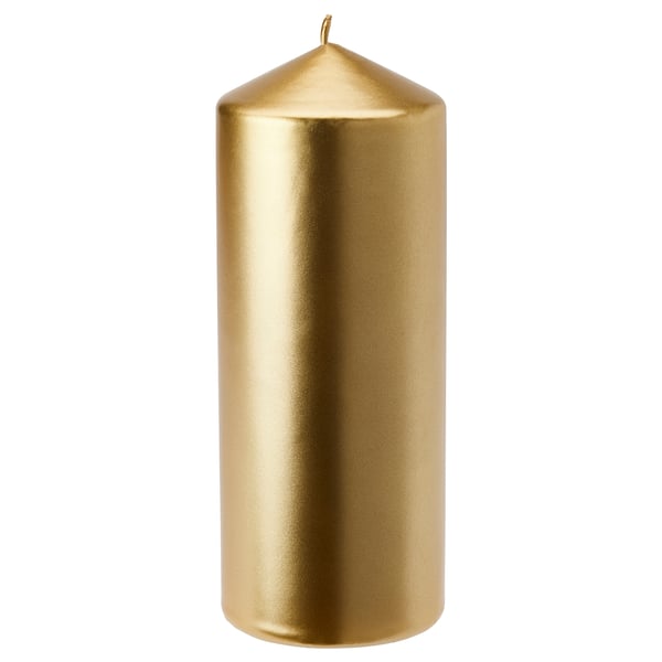 FENOMEN Bougie bloc non parfumée, couleur or, 19 cm
