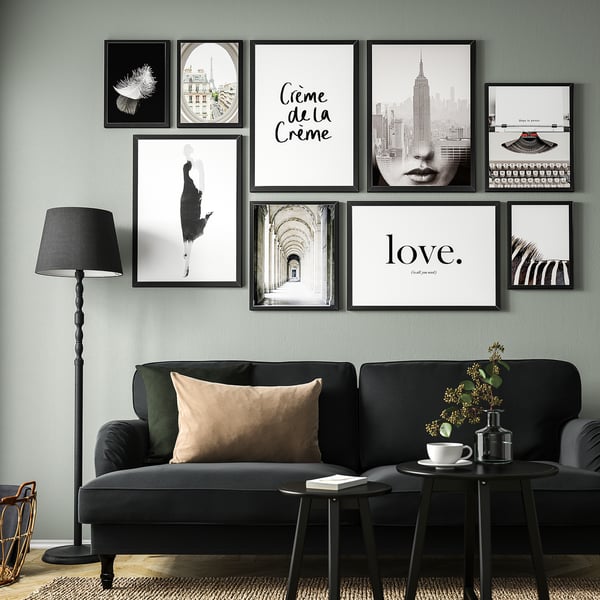 FISKBO Cadre avec image, 9 pièces, crème de la crème