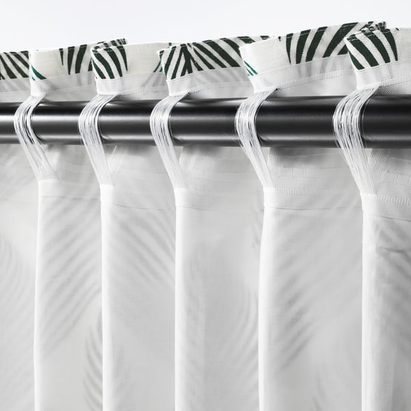 FJÄDERKLINT Rideaux, 2 pièces, blanc/vert, 145x300 cm