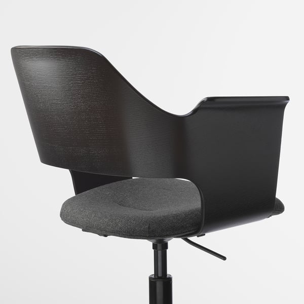 FJÄLLBERGET Chaise conférence, plaqué frêne teinté noir/Gunnared gris foncé
