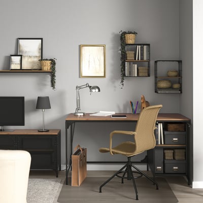 FJÄLLBO Bureau, noir, 140x70 cm