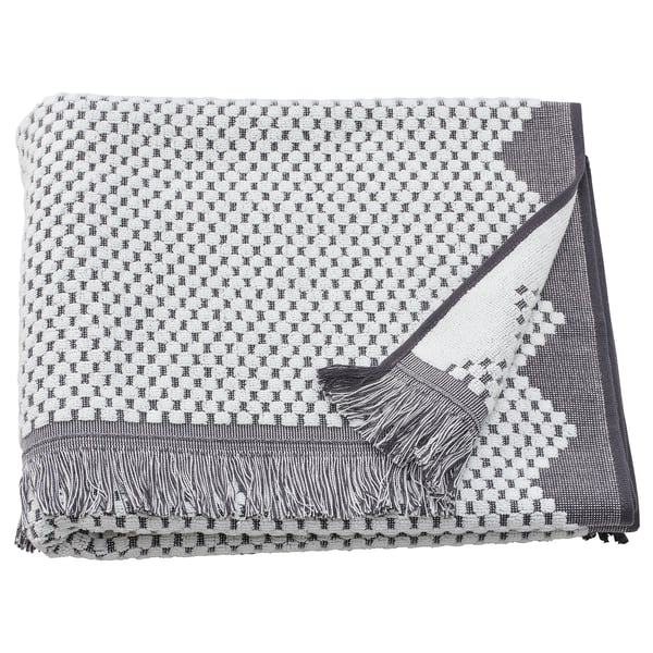 FJÄLLSTARR Serviette de bain, blanc/gris, 70x140 cm