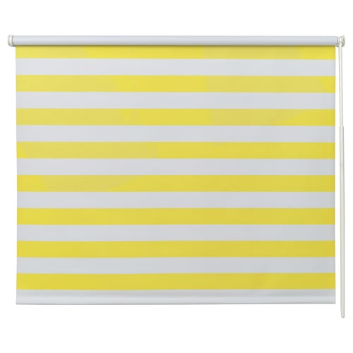 FRIDANS Store à enrouleur occultant, blanc jaune/rayé, 120x195 cm