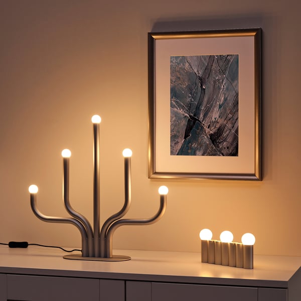 FRÖJDA Décoration de table à LED, à pile couleur argent, 9x18 cm