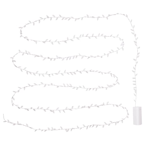 FRÖJDA Guirlande lumineuse LED 40 ampoules, à pile feuille/blanc