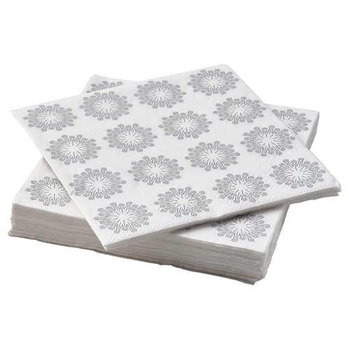 FRÖJDA Serviettes en papier, blanc/gris, 33x33 cm