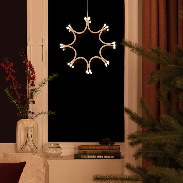 FRÖJDA Suspension, à pile blanc, 33 cm