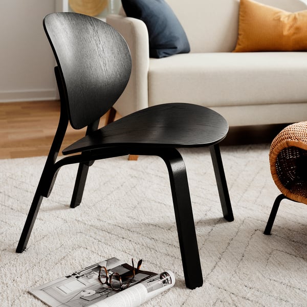 FRÖSET Fauteuil, teinté noir plaqué chêne