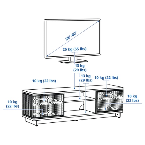 FRYKSÅS Banc TV, rotin, 157x41x49 cm