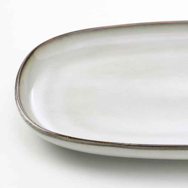 GLADELIG Assiette, gris, 20x13 cm