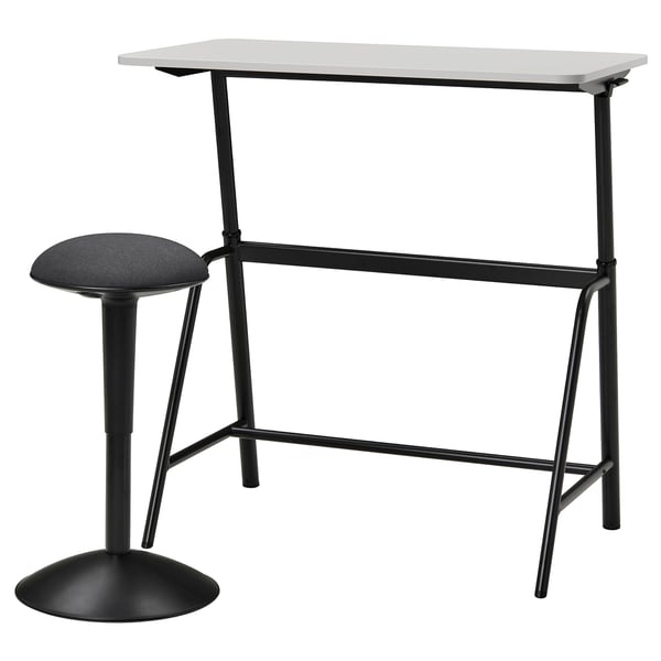 GLADHÖJDEN / NILSERIK Table et tabouret assis/debout, anthracite/gris