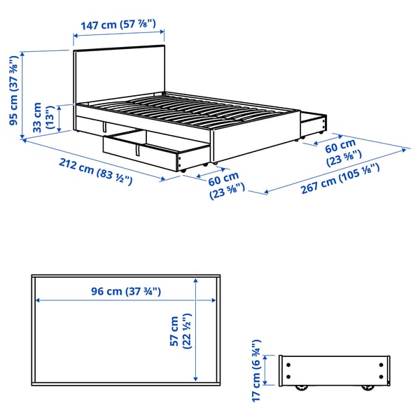 GLADSTAD Lit matelassé av 4 rgmts, Kabusa gris clair, 140x200 cm