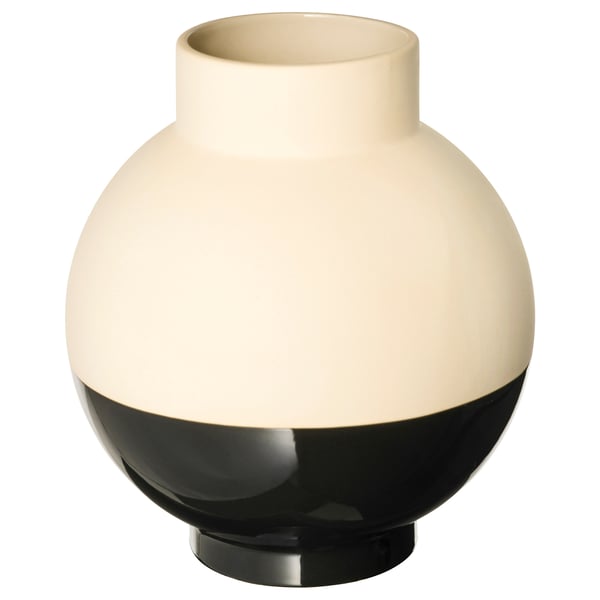 GLANSGRAN Vase, beige/noir, 23 cm