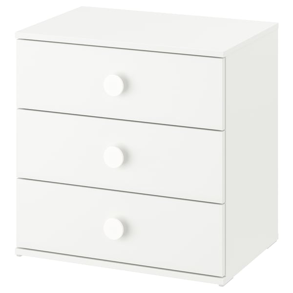 GODISHUS Commode 3 tiroirs, blanc, 60x40x60 cm