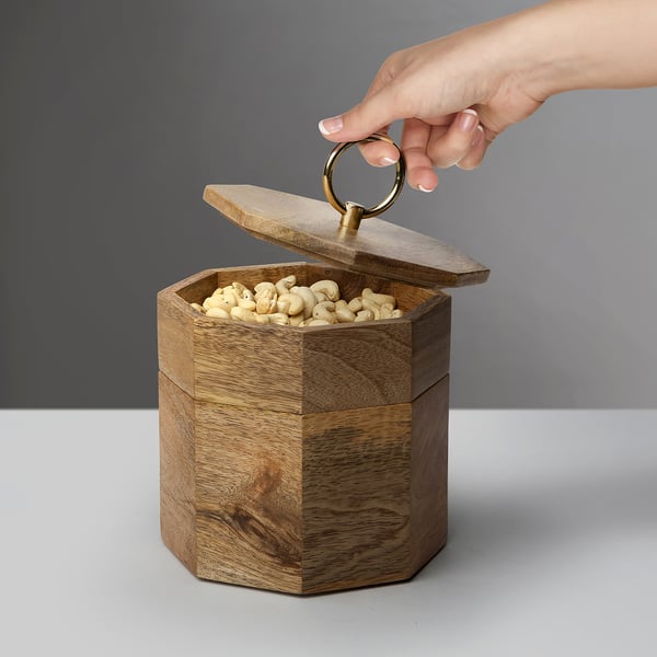 GOKVÄLLÅ Boîte avec couvercle, bois, 17x17x23 cm