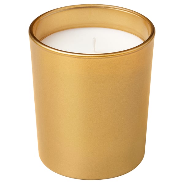 GOKVÄLLÅ Bougie parfumée dans verre, bois de santal et patchouli, 50 hr