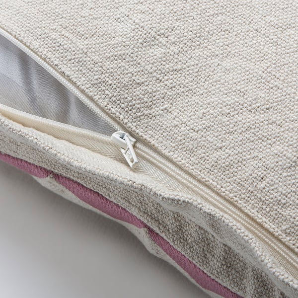 GOKVÄLLÅ Housse de coussin, blanc/rose, 50x50 cm