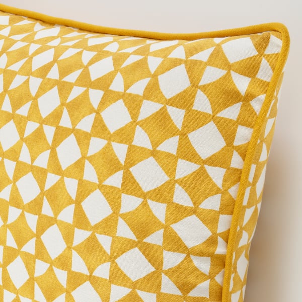 GOKVÄLLÅ Housse de coussin, jaune/blanc, 40x58 cm