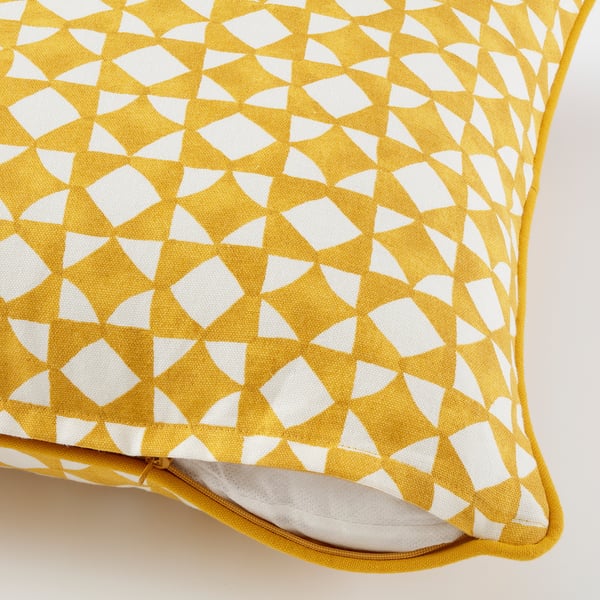 GOKVÄLLÅ Housse de coussin, jaune/blanc, 40x58 cm