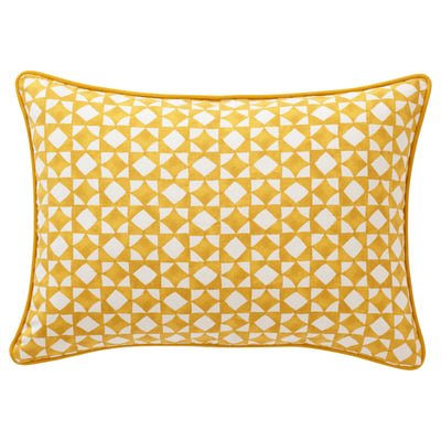 GOKVÄLLÅ Housse de coussin, jaune/blanc, 40x58 cm