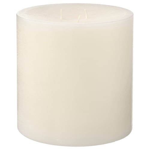 GRÄNSSKOG Bougie bloc non parfumée, 3 mèches, blanc