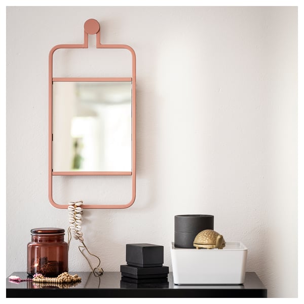 GRANVÅG Miroir, suspendu au mur/rose, 22x48 cm