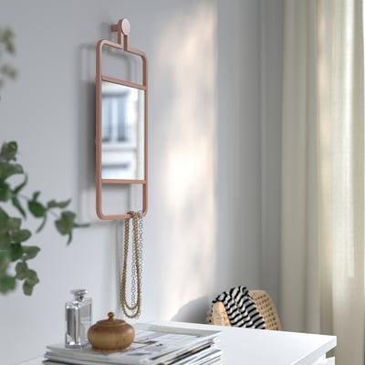 GRANVÅG Miroir, suspendu au mur/rose, 22x48 cm