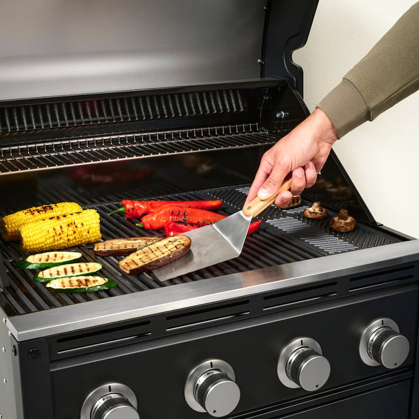 GRILLTIDER Spatule à hamburger, acier inoxydable/hêtre, 30 cm