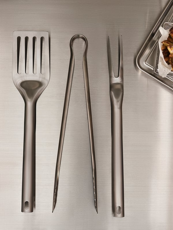 GRILLTIDER Ustensiles barbecue, 3 pièces, acier inoxydable