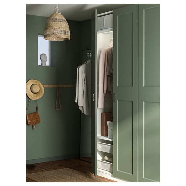 GRIMO Porte avec charnières, gris vert, 50x195 cm