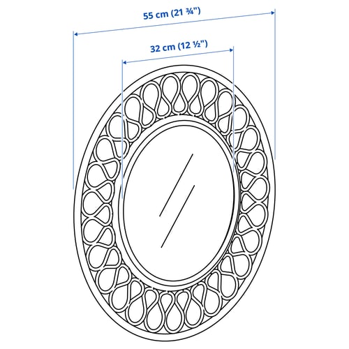 GRINSBOL Miroir, rotin, 55 cm