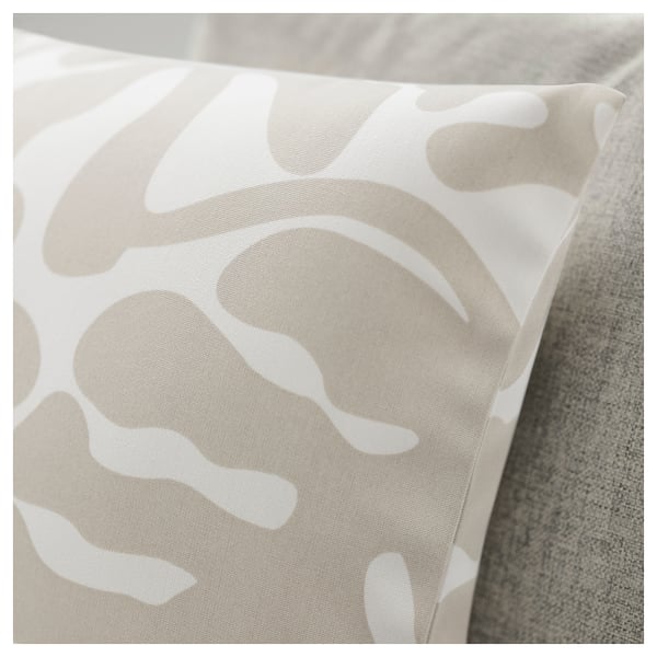 GRÖNKNAVEL Housse de coussin, beige blanc/extérieur intérieur, 50x50 cm