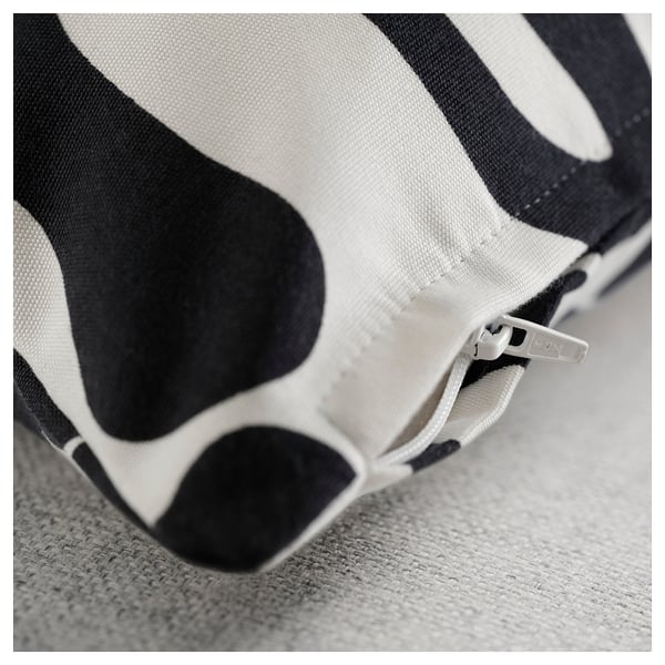 GRÖNKNAVEL Housse de coussin, noir blanc/extérieur intérieur, 50x50 cm