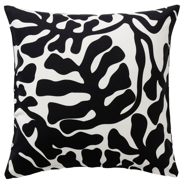 GRÖNKNAVEL Housse de coussin, noir blanc/extérieur intérieur, 50x50 cm