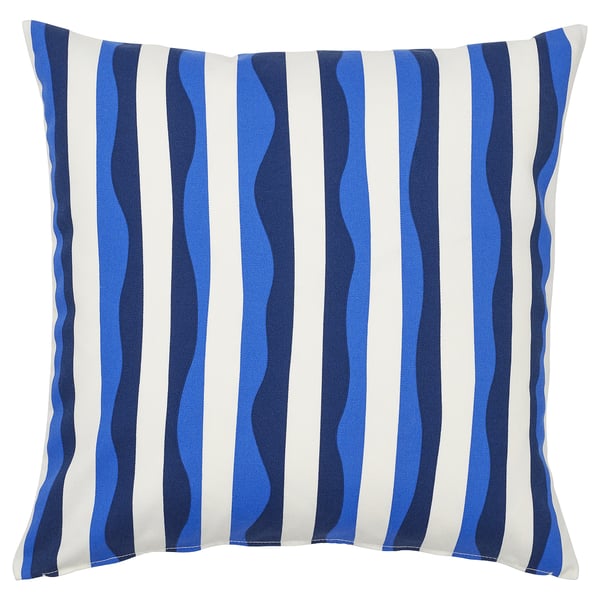 GULLBERGSÖ Housse de coussin, bleu motif rayé/extérieur intérieur, 50x50 cm
