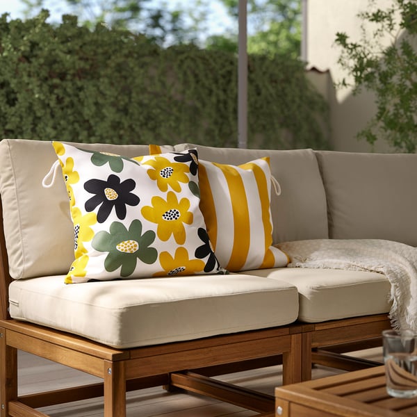 GULLBERGSÖ Housse de coussin, multicolore motif floral/extérieur intérieur, 50x50 cm