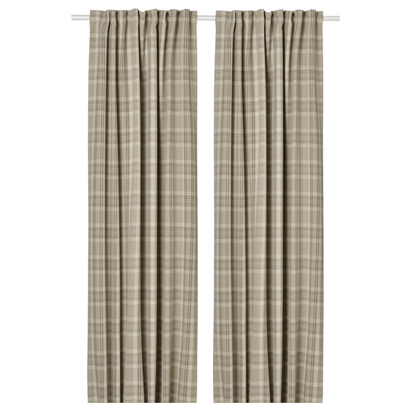 HÄGGVECKMAL Rideaux assombrissants, 2 pièces, beige/ruflette, 145x300 cm