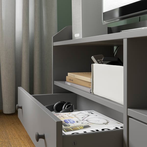 HAUGA Banc TV, gris, 138x36x54 cm