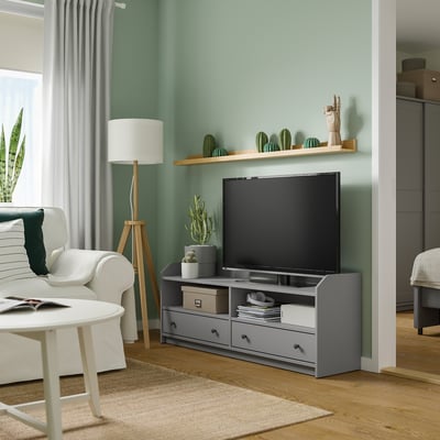 HAUGA Banc TV, gris, 138x36x54 cm