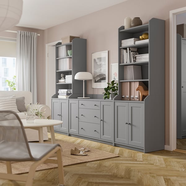 HAUGA Combinaison de rangement, gris, 279x46x199 cm