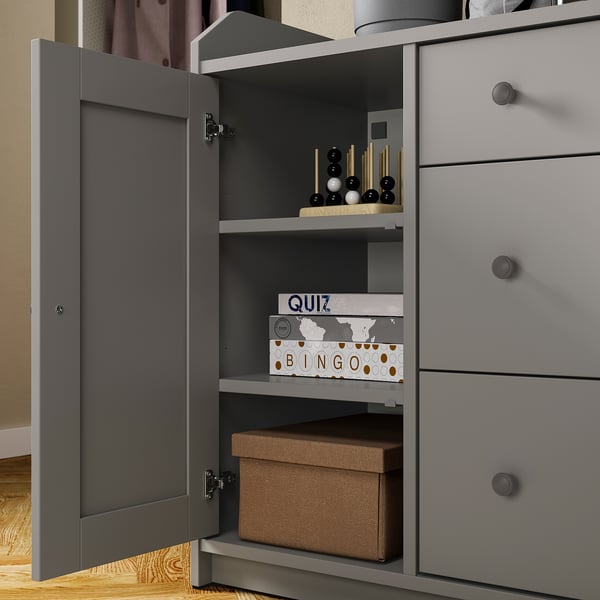 HAUGA Combinaison de rangement, gris, 210x46x199 cm