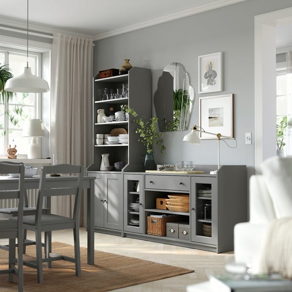 HAUGA Combinaison de rangement, gris, 210x46x199 cm