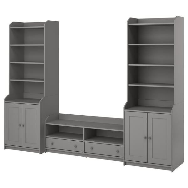 HAUGA Combinaison TV/rangement, gris, 277x46x199 cm