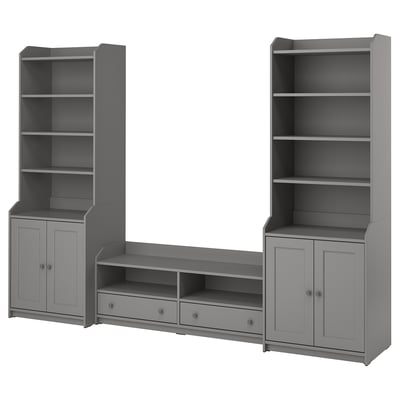 HAUGA Combinaison TV/rangement, gris, 277x46x199 cm