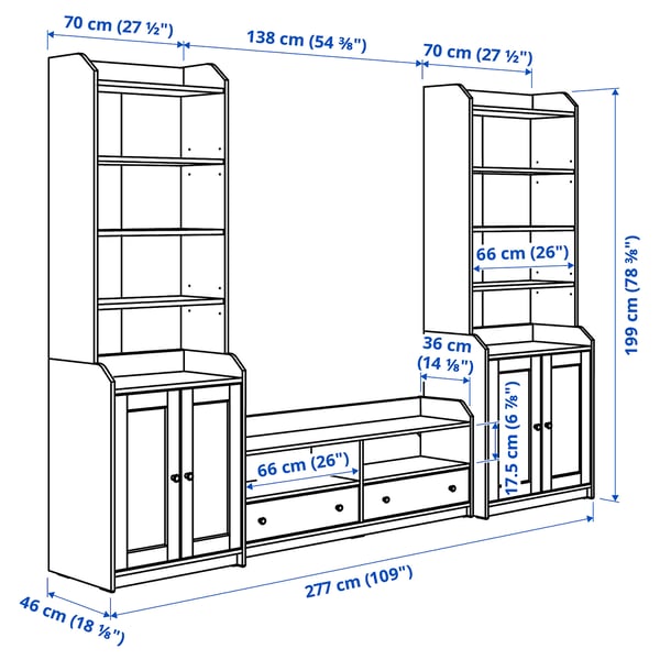 HAUGA Combinaison TV/rangement, gris, 277x46x199 cm