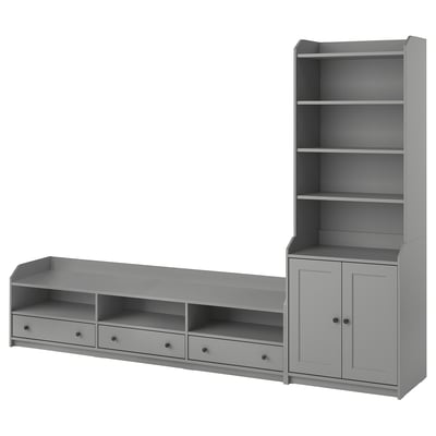 HAUGA Combinaison TV/rangement, gris, 276x46x199 cm
