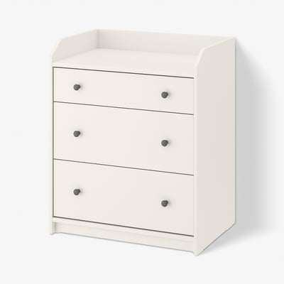 HAUGA Commode 3 tiroirs, blanc, 70x46x84 cm