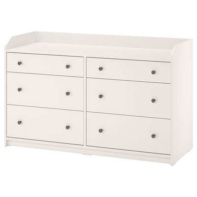 HAUGA Commode 6 tiroirs, blanc, 138x46x84 cm